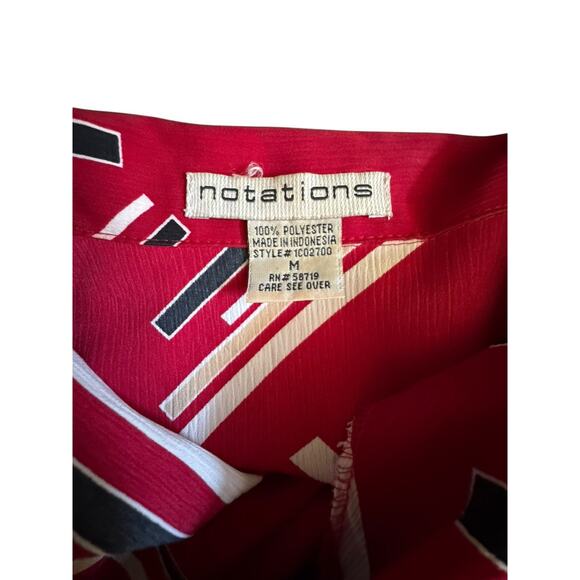 Notations Women’s Blouse Medium Button Up Geometric Print Career Retro Granny - Picture 3 of 5